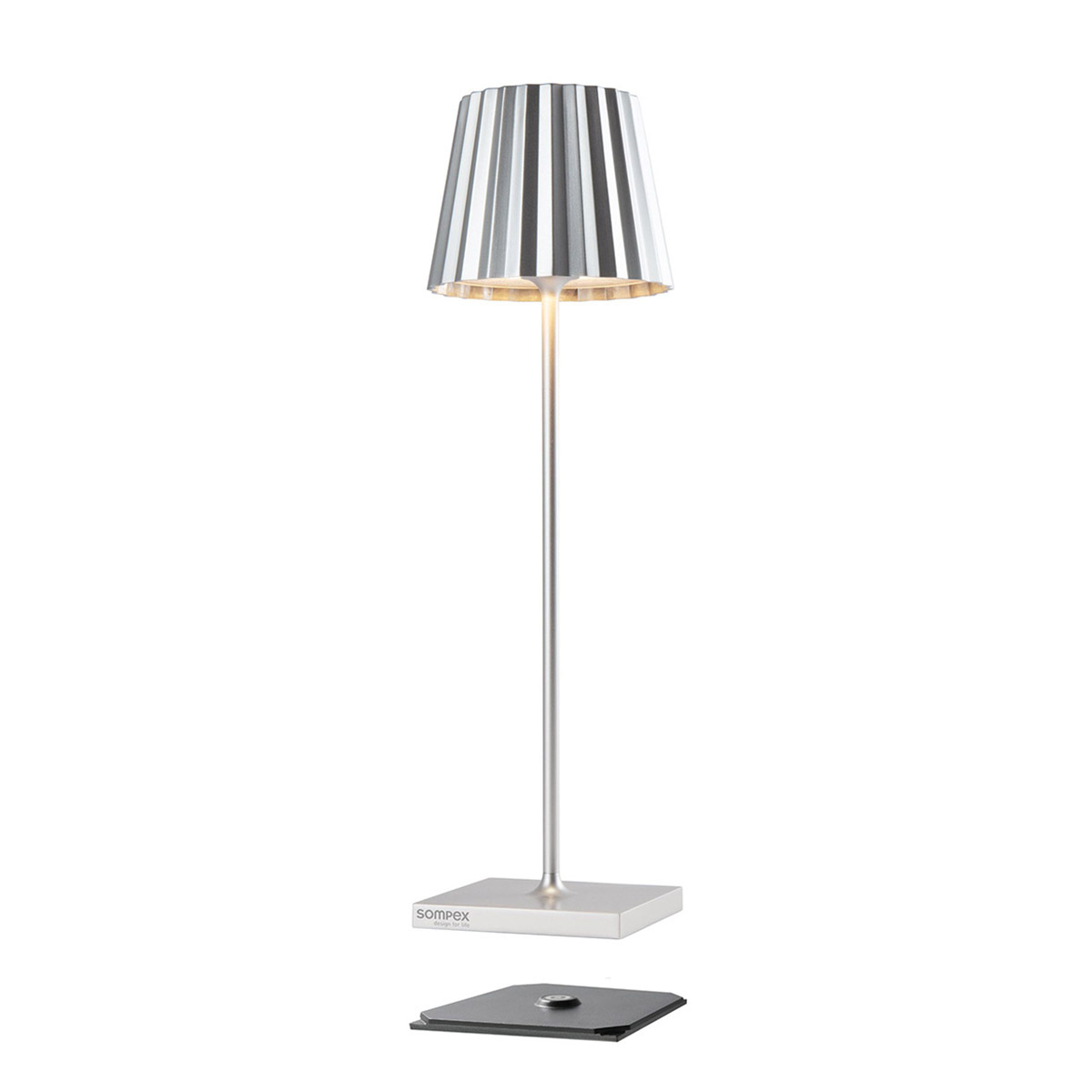 Sompex Troll 2.0 LED Akkuleuchte, Silber (Ladestation inbegriffen)