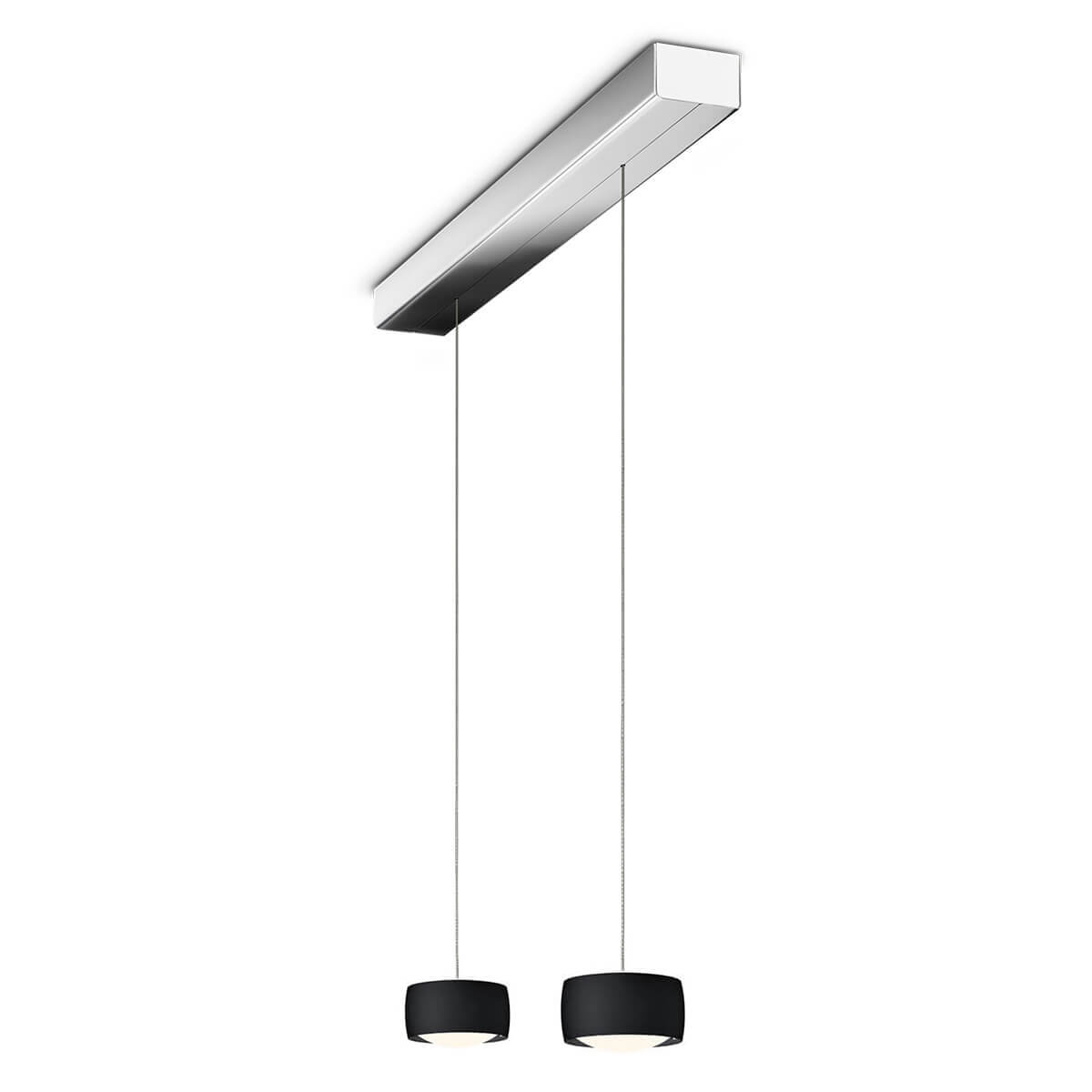Oligo Grace LED Pendelleuchte, 2-flg., TW, unsichtbare Höhenverstellung, Baldachin: Chrom, schwarz matt