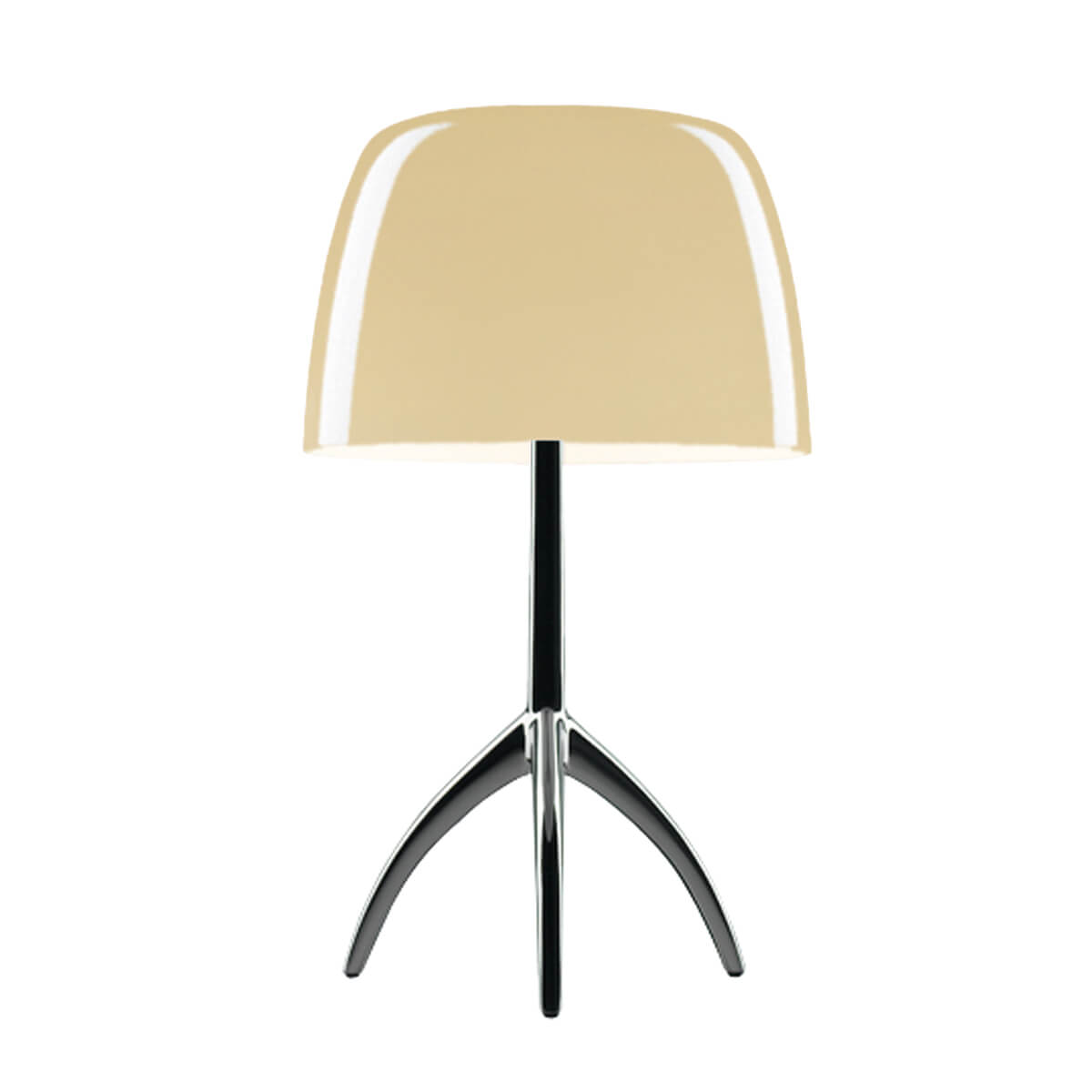 Foscarini Lumiere Grande Tavolo, mit Dimmer, schwarzchrom / warmweiß (eingeschaltet)