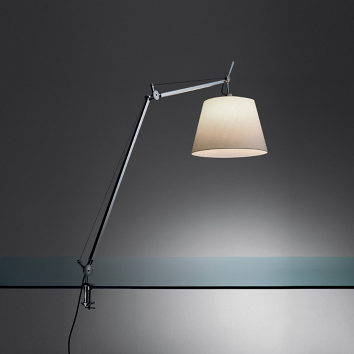 Artemide Tolomeo Basculante Tavolo, Pergament, mit Tischklemme