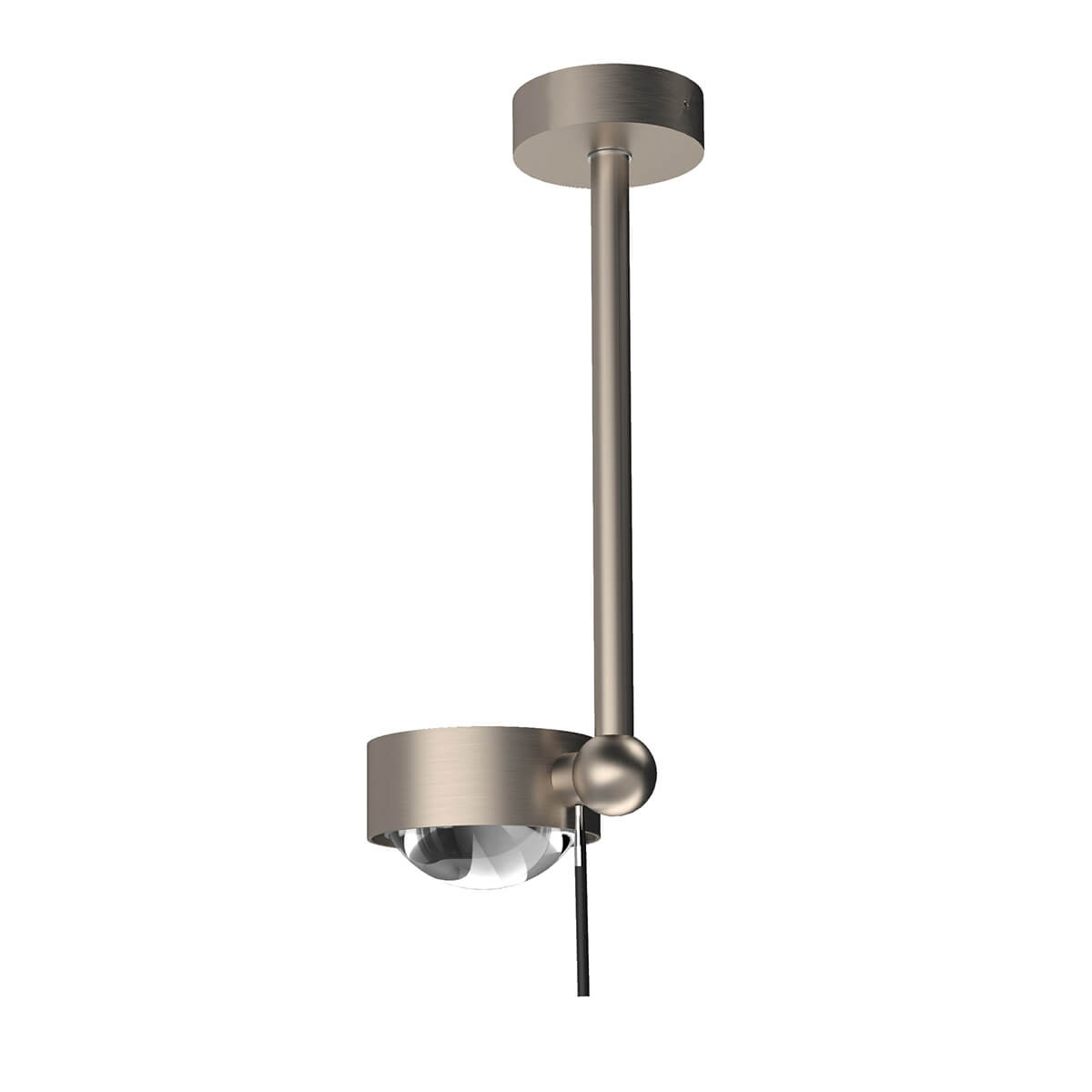 Top Light Puk Mini Side Single Ceiling LED Deckenleuchte, 20 cm, Gehäuse, Nickel matt, mit Linse klar / Glas satiniert (nicht inbegriffen)