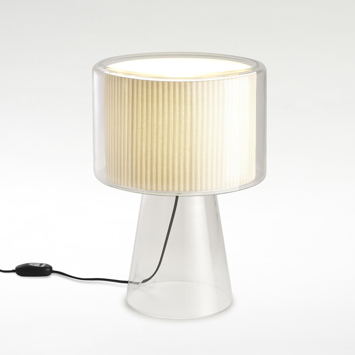 Marset Mercer M Tischleuchte, Schirm: Glas / Baumwollband natur