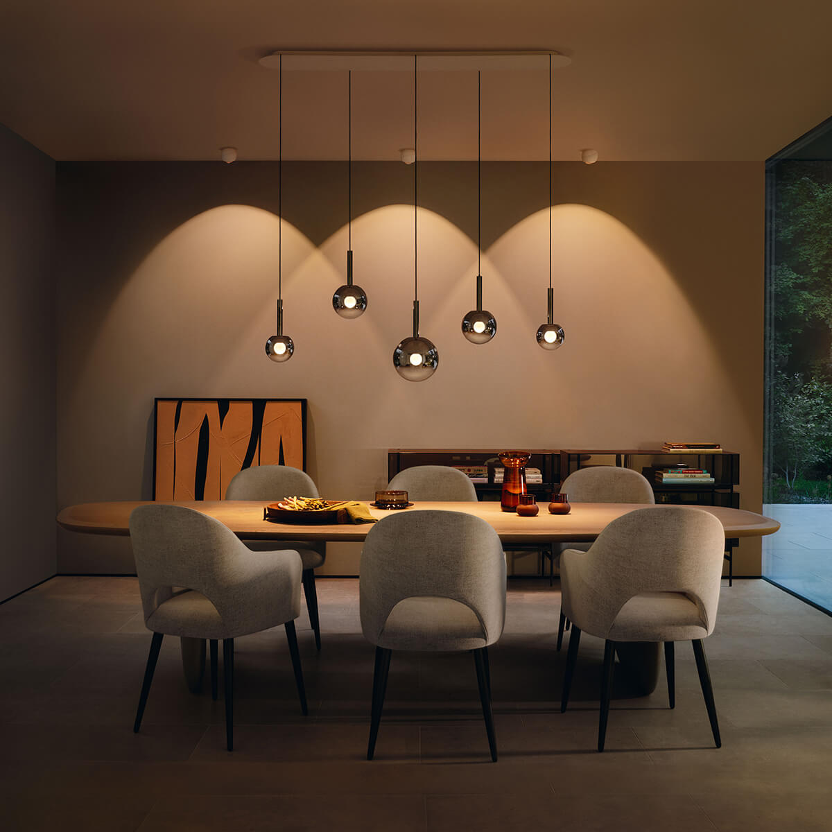 Occhio Luna sospeso cloud 5 L fix LED Pendelleuchte, dark chrome