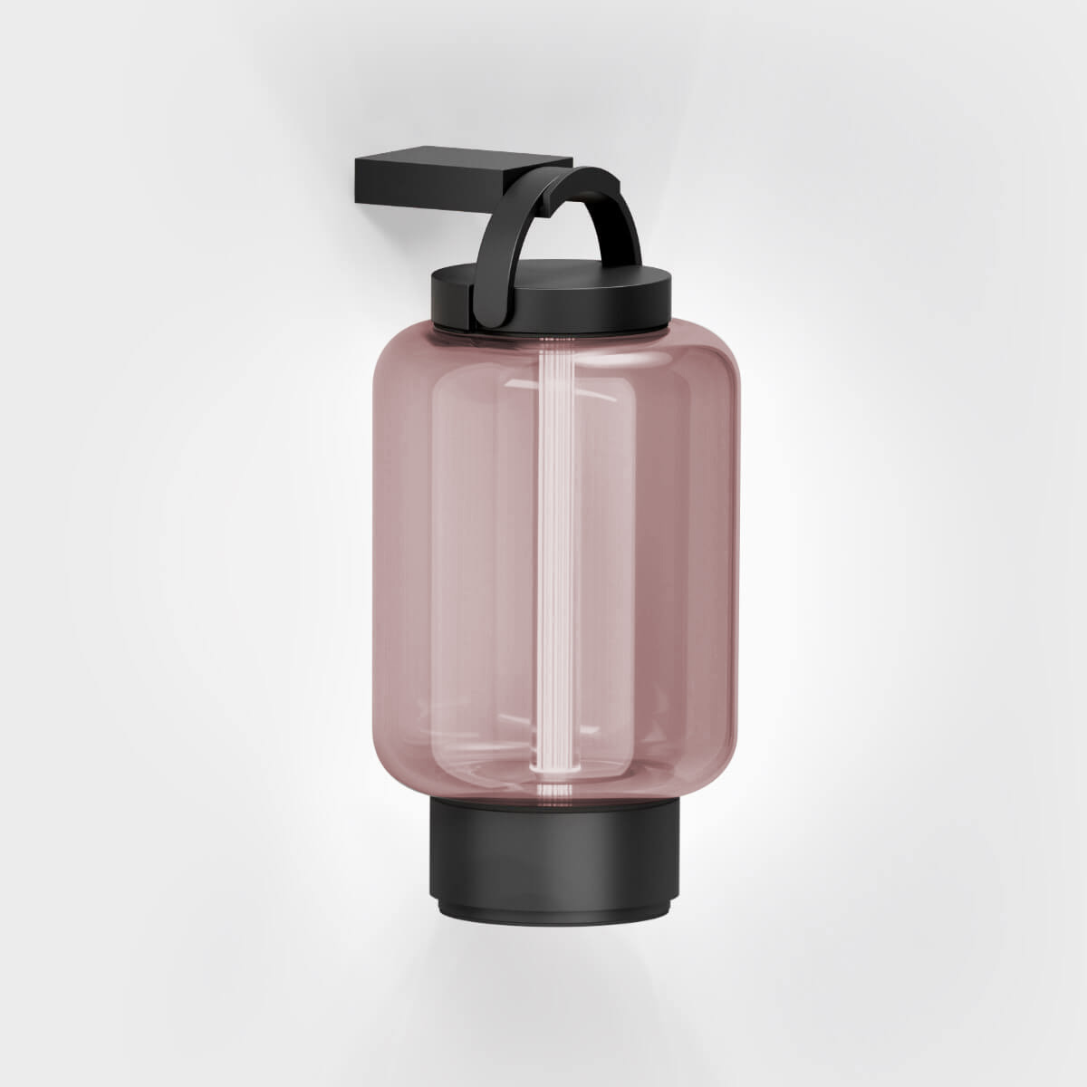 IP44.DE Qu LED Akkuleuchte mit Hook Wandhalterung, jet black (schwarz), Glas: Rosé