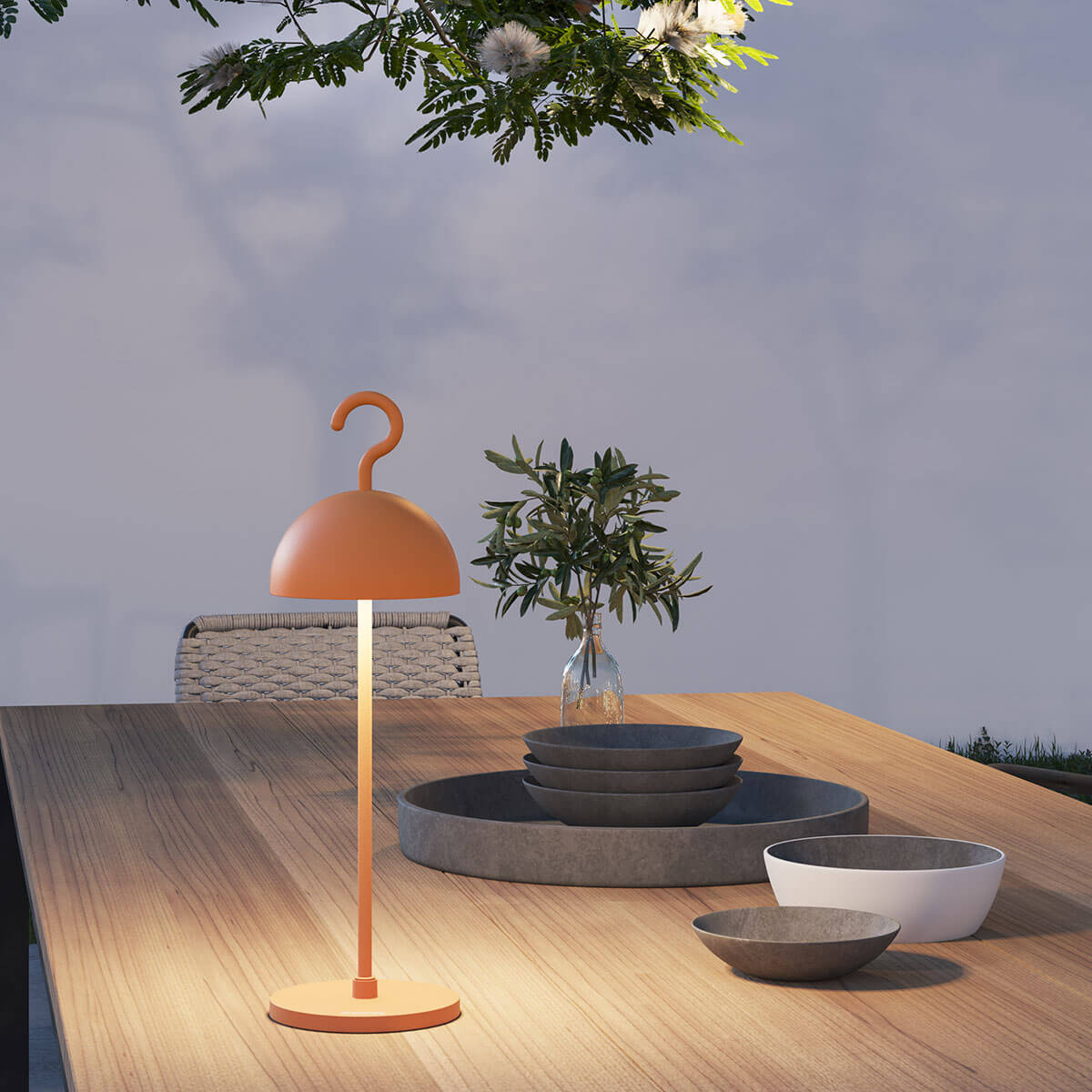 Sompex Hook LED Akkutisch- / Pendelleuchte, orange