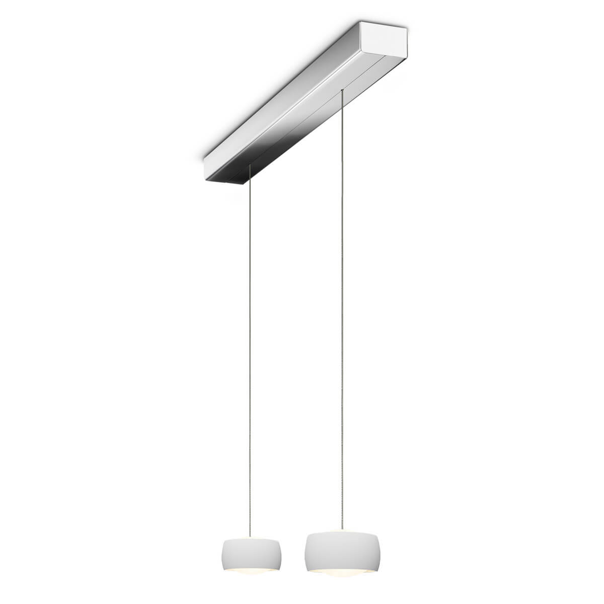 Oligo Grace LED Pendelleuchte, 2-flg., TW, unsichtbare Höhenverstellung, Baldachin: Chrom, weiß matt