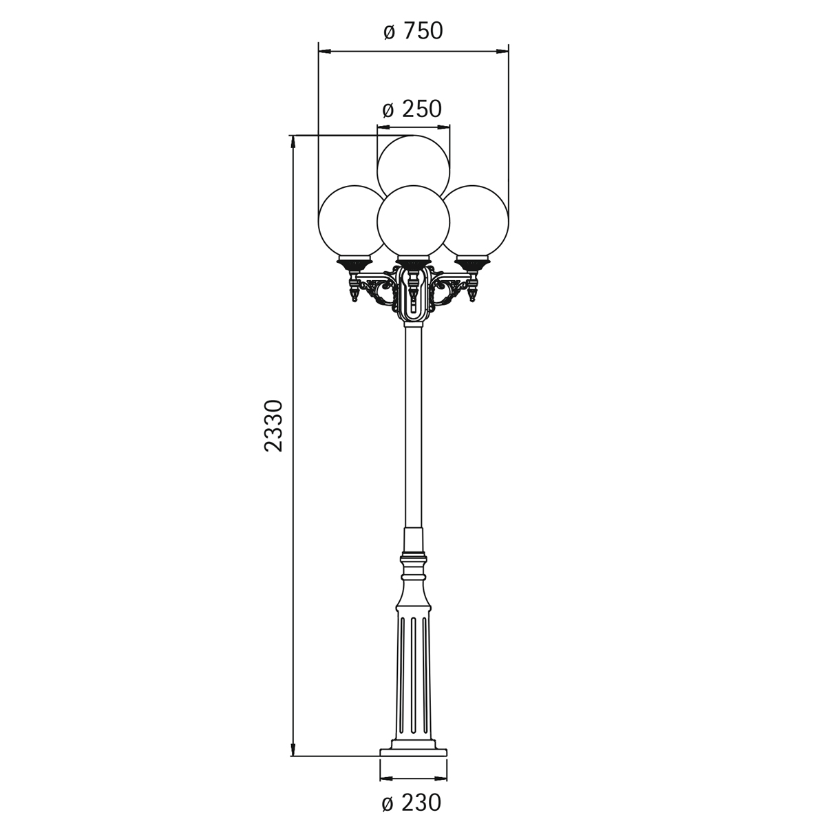 Albert Leuchten 205 Mastleuchte, 4-flg.