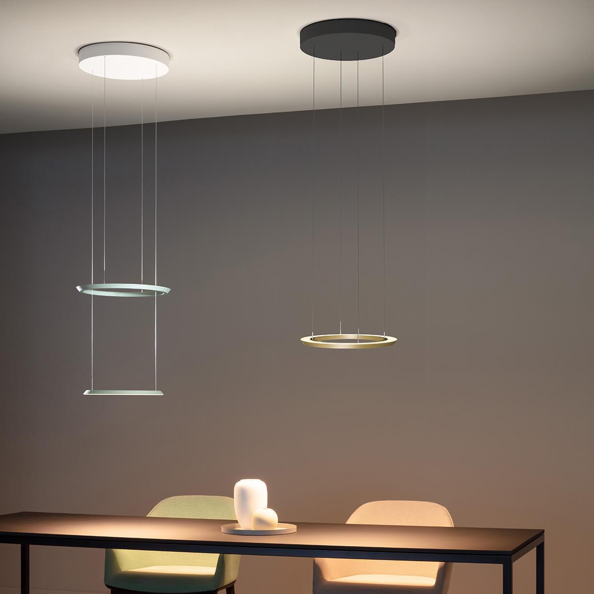Oligo Yano LED Pendelleuchte, Pistachio, Baldachin: weiß matt, und Bronze, Baldachin: schwarz matt
