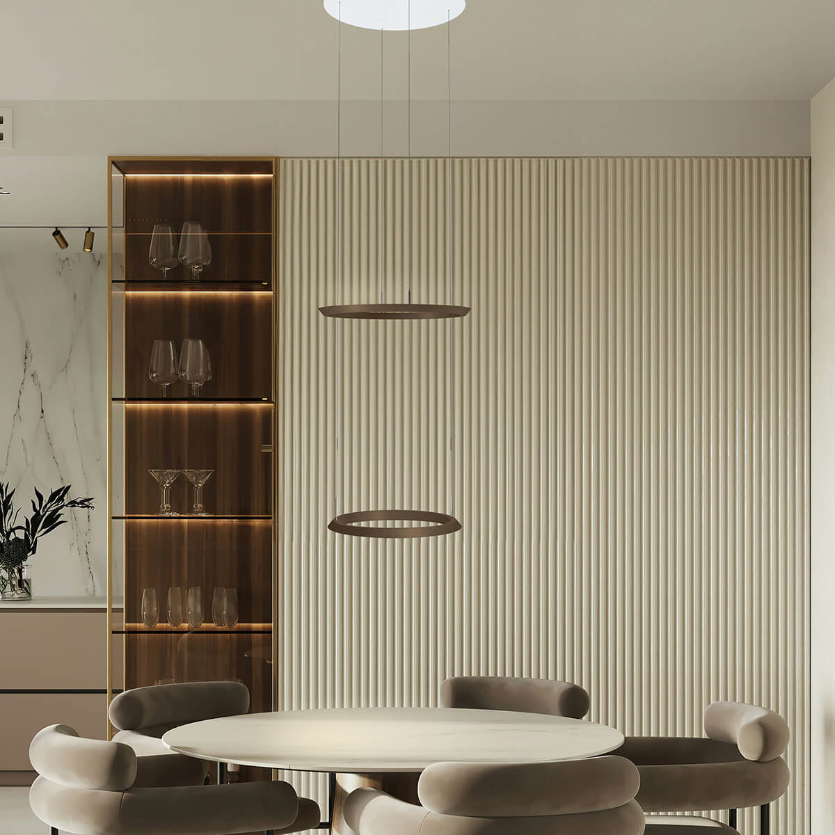 Oligo Yano LED Pendelleuchte, Brazilian brown, Baldachin: weiß matt