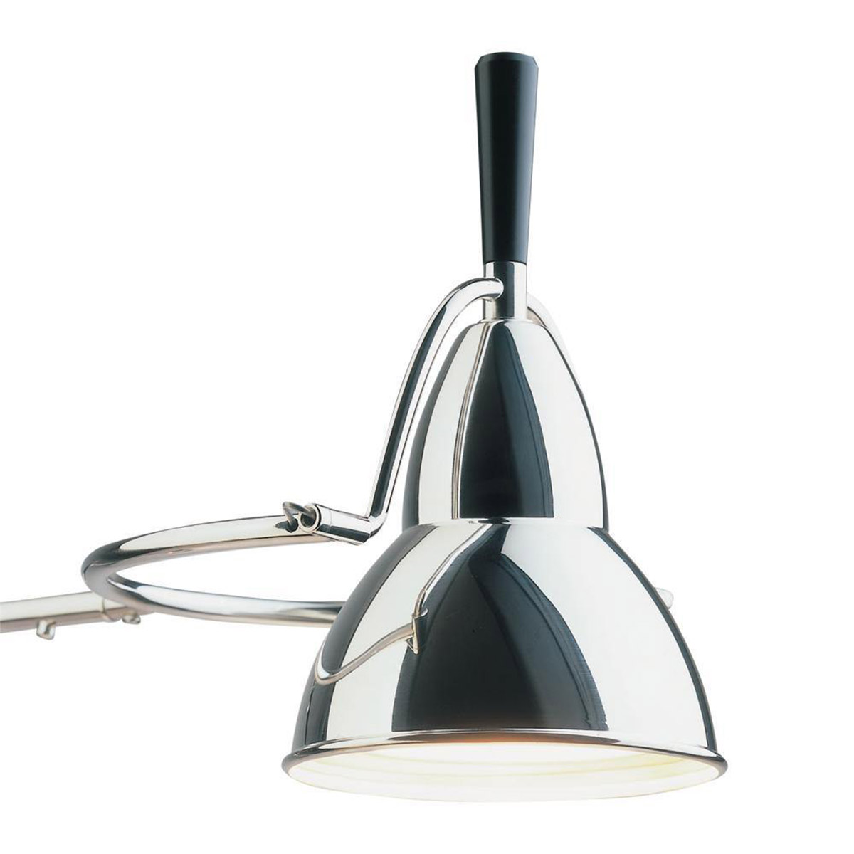 Tecnolumen EB 27 Schreibtischleuchte, Metall versilbert, Detail vom Leuchtenkopf