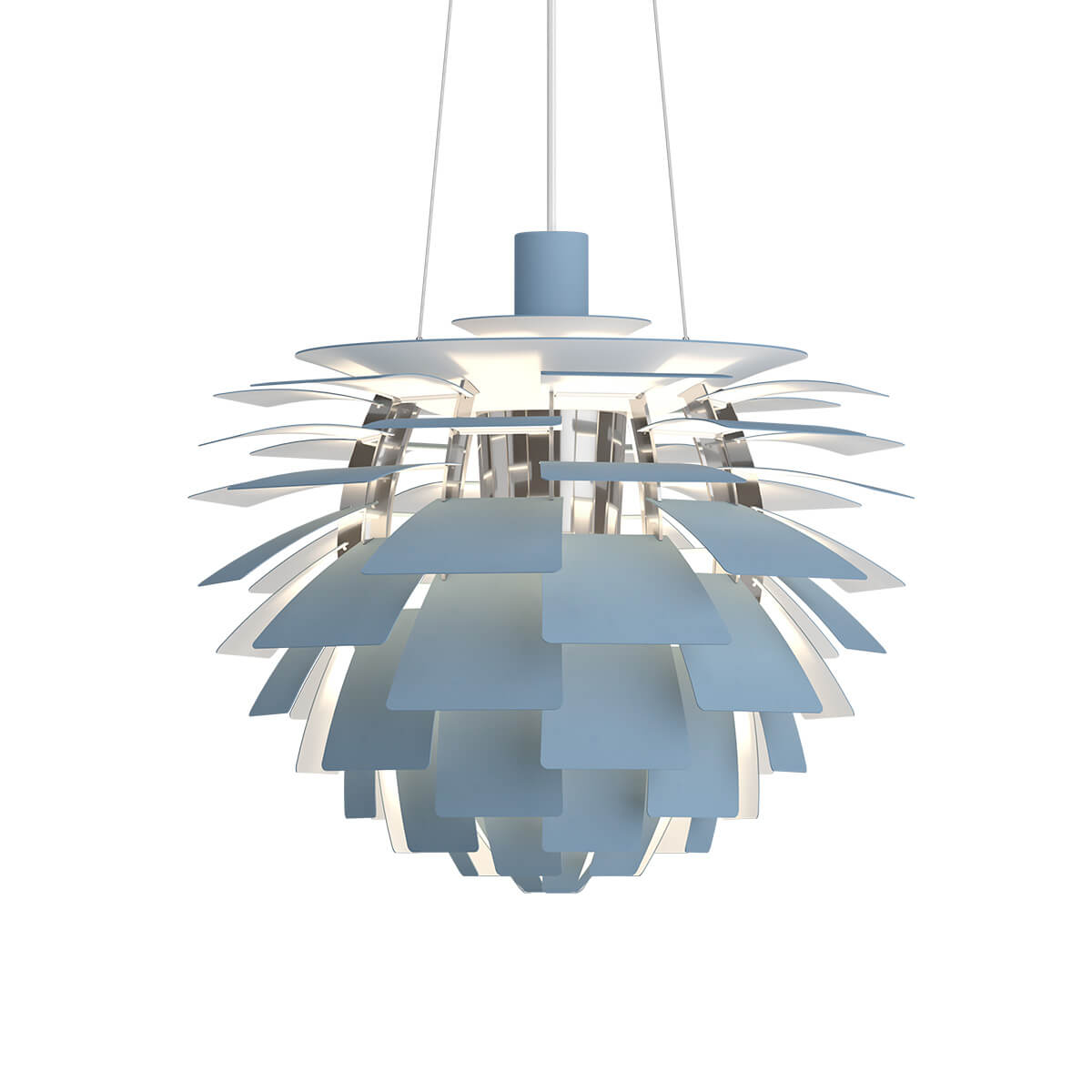 Louis Poulsen PH Artichoke 480 Pendelleuchte, Ø: 48 cm, Dusty blue / Chrom