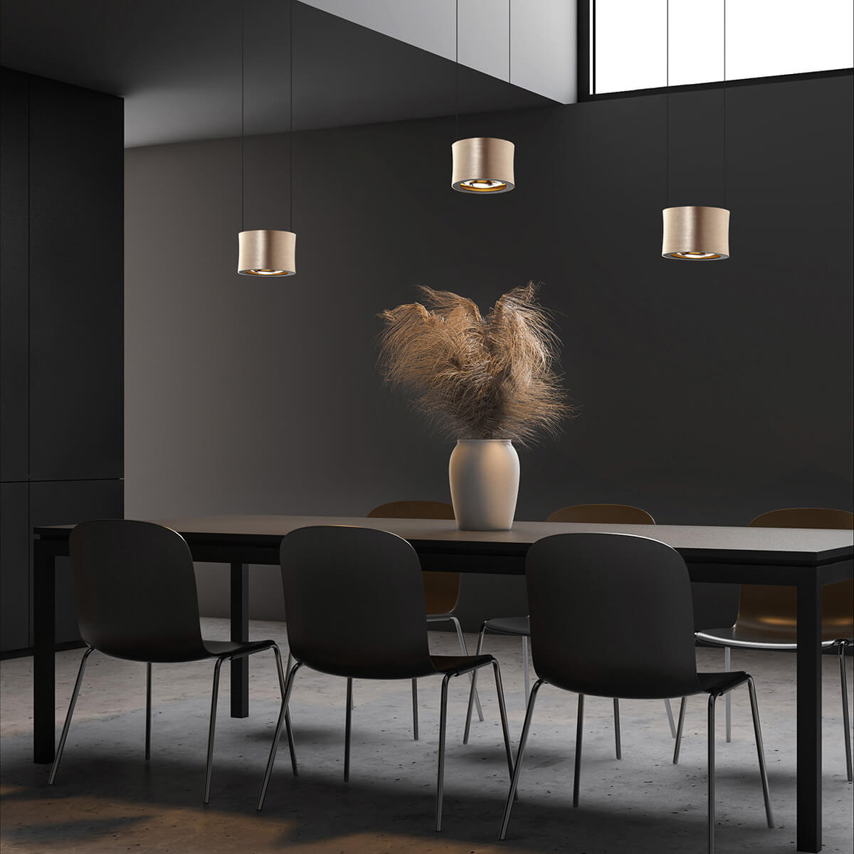 Bankamp Impulse LED Pendelleuchte, 3-flg., Roségold eloxiert