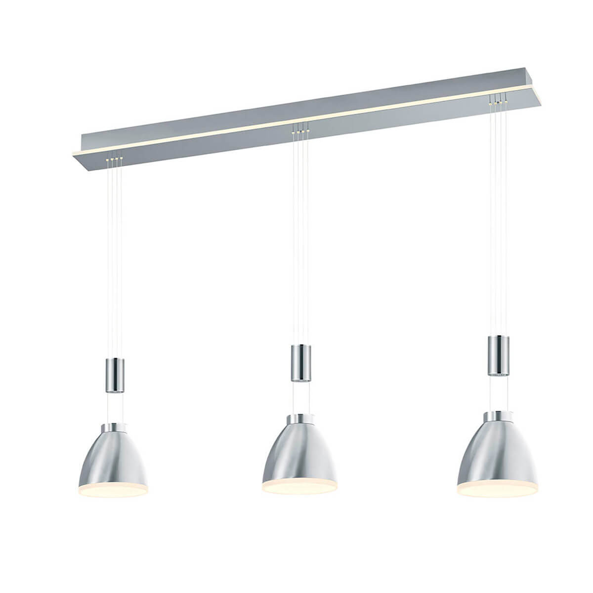 HELL Leni LED Pendelleuchte, 3-flg., Nickel matt / Chrom