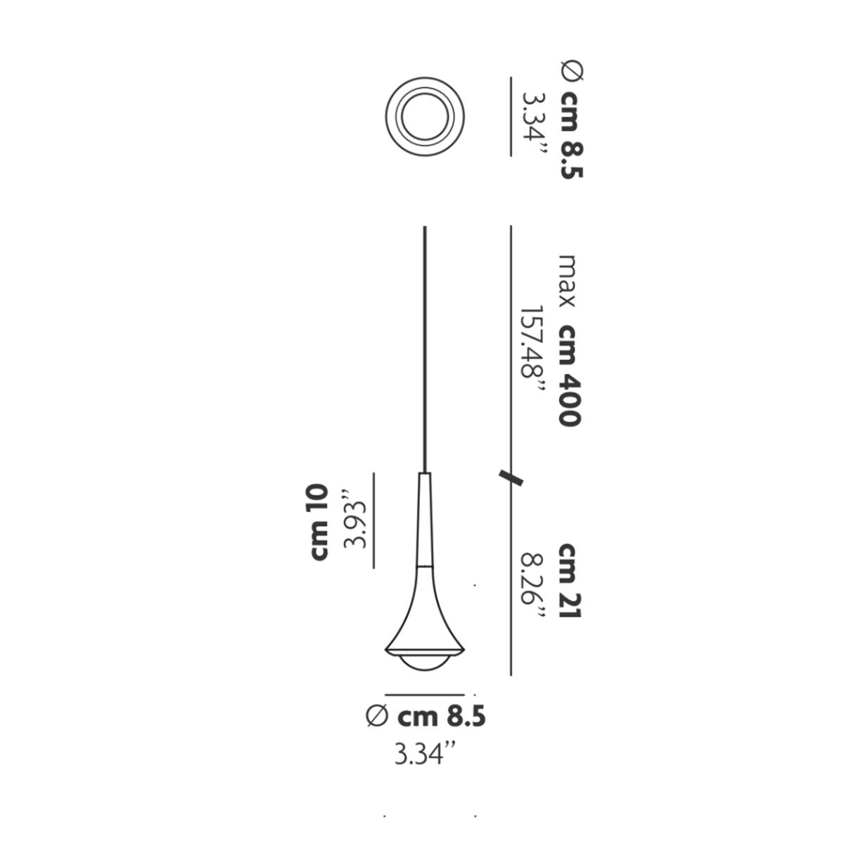 Lodes Rain LED Pendelleuchte 1-flg., Maßzeichnung