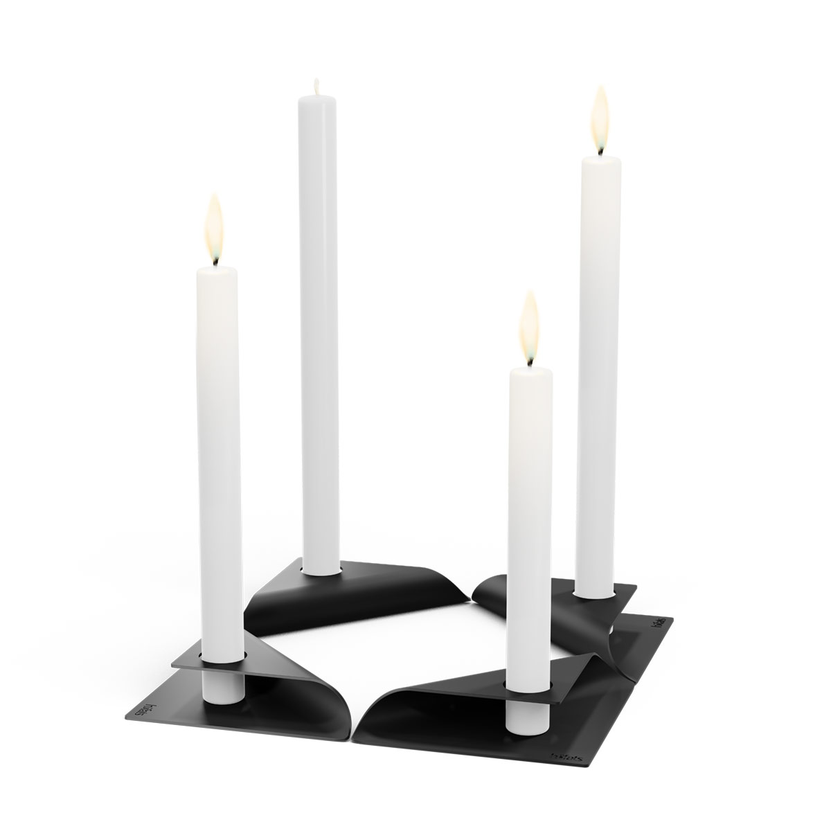 Höfats Square Candle Kerzenhalter, 4 Stück, schwarz, mit Kerzen (nicht inbegriffen)