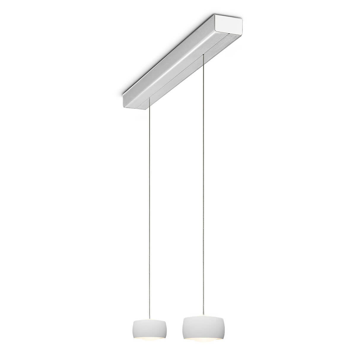 Oligo Grace LED Pendelleuchte, 2-flg., TW, unsichtbare Höhenverstellung, Baldachin: Alu gebürstet, weiß matt