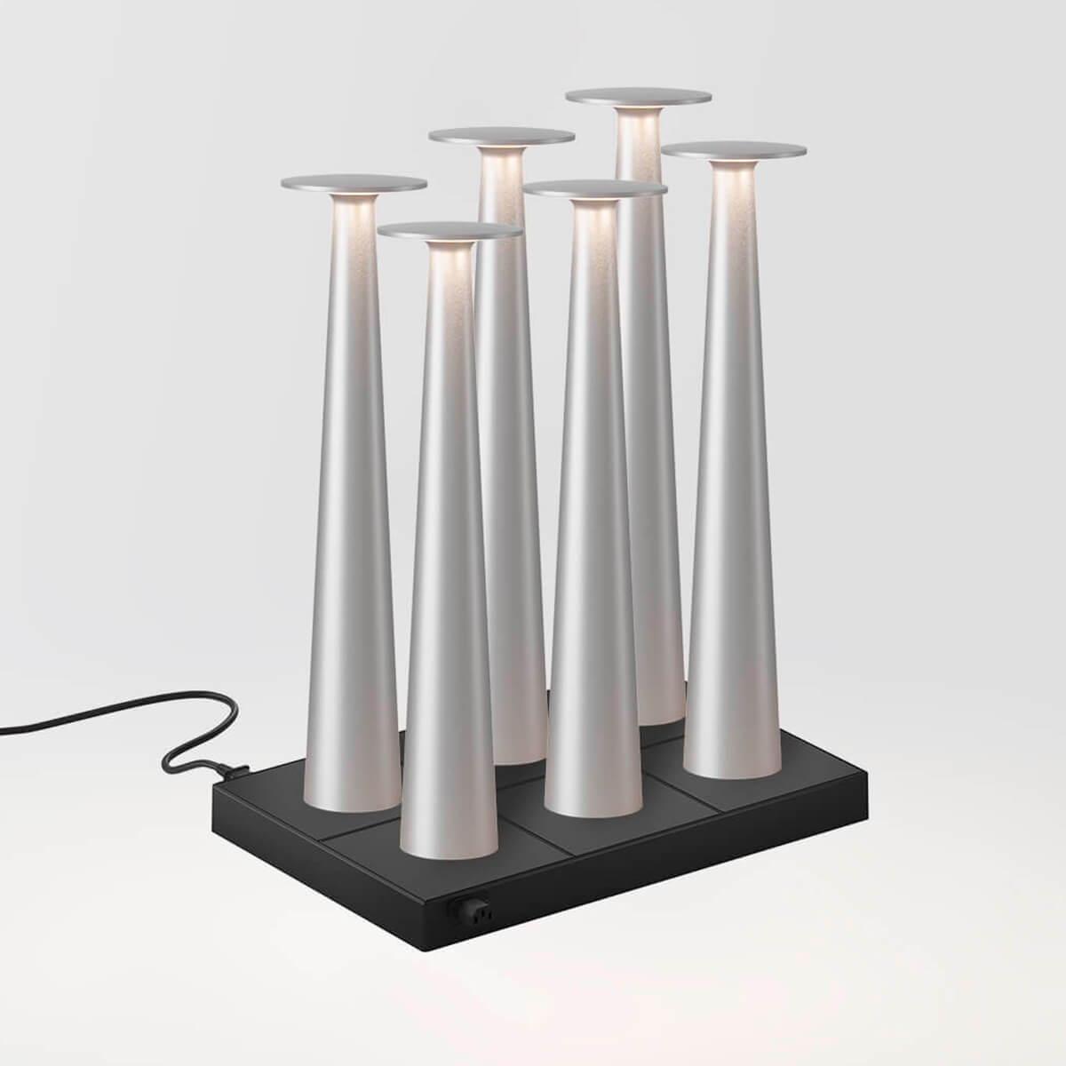 IP44.DE 6er Set Lix Skinny LED Akkuleuchte inkl. Multi-Kontaktladestation, frozen silver (Silber)