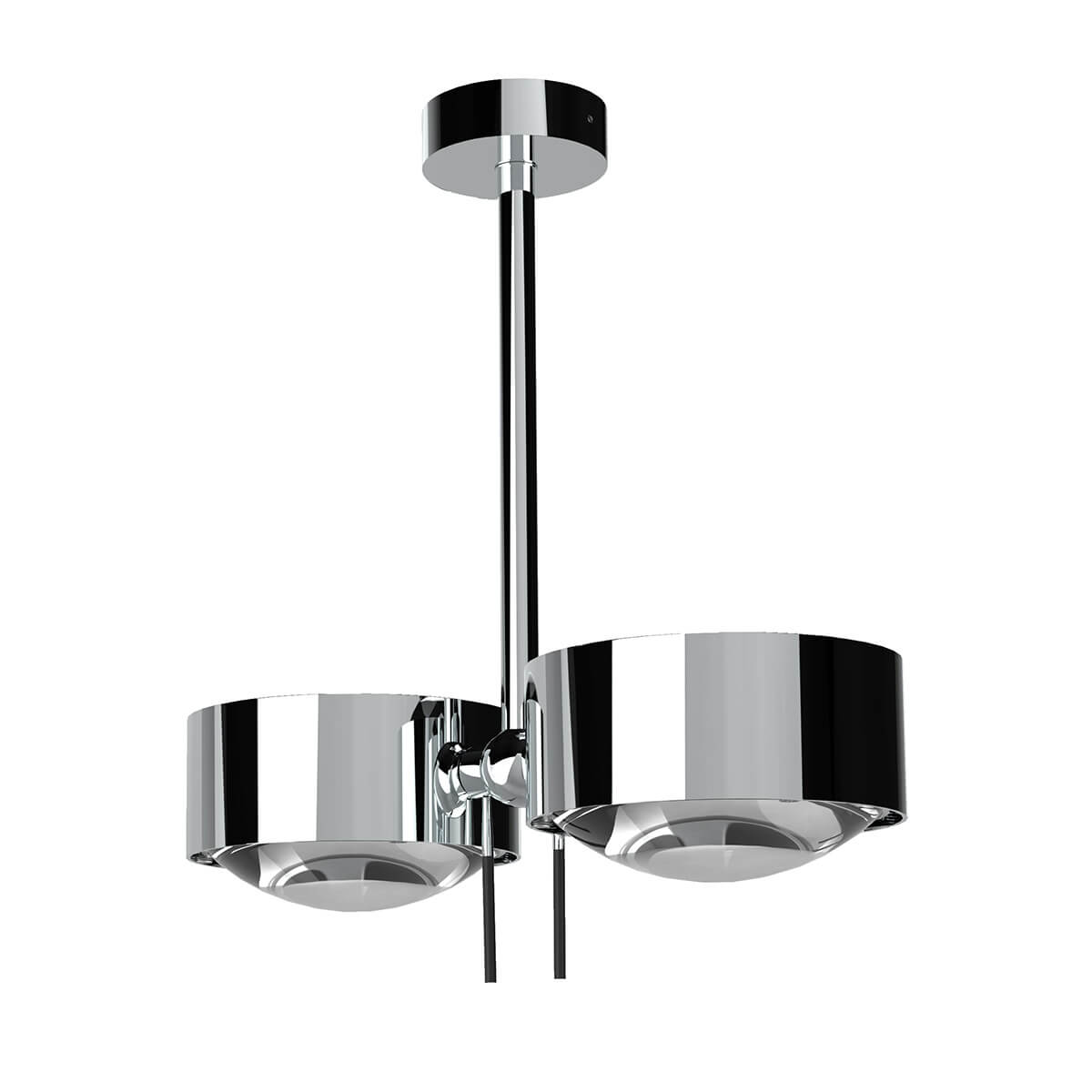 Top Light Puk Maxx Side Twin Ceiling LED Deckenleuchte, 20 cm, Gehäuse, Chrom, mit Linse klar / Glas satiniert (nicht inbegriffen)