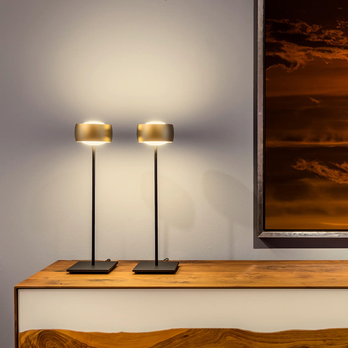 Oligo Grace LED Tischleuchte, Tunable White, schwarz matt / Gold matt