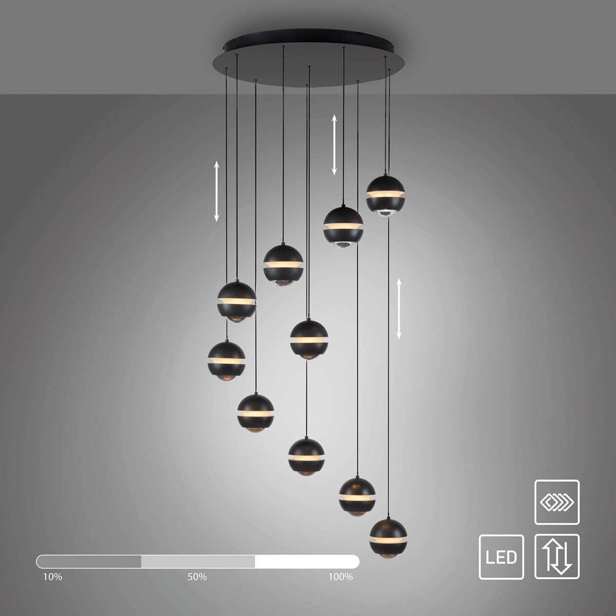 Lini LED Pendelleuchte, 10-flg.