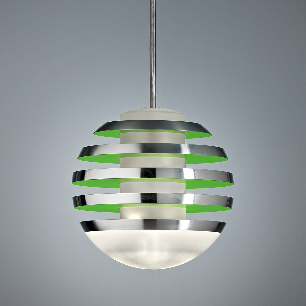 Tecnolumen Bulo LED Pendelleuchte, Aluminium / grün