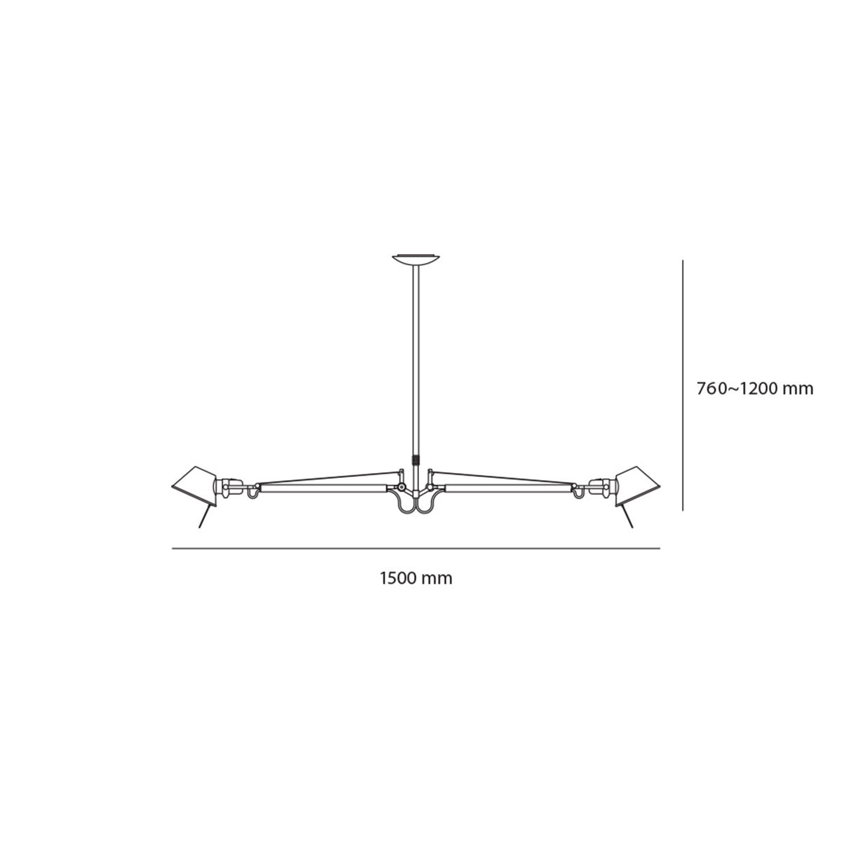 Artemide Tolomeo Sospensione Due Bracci, Zeichnung