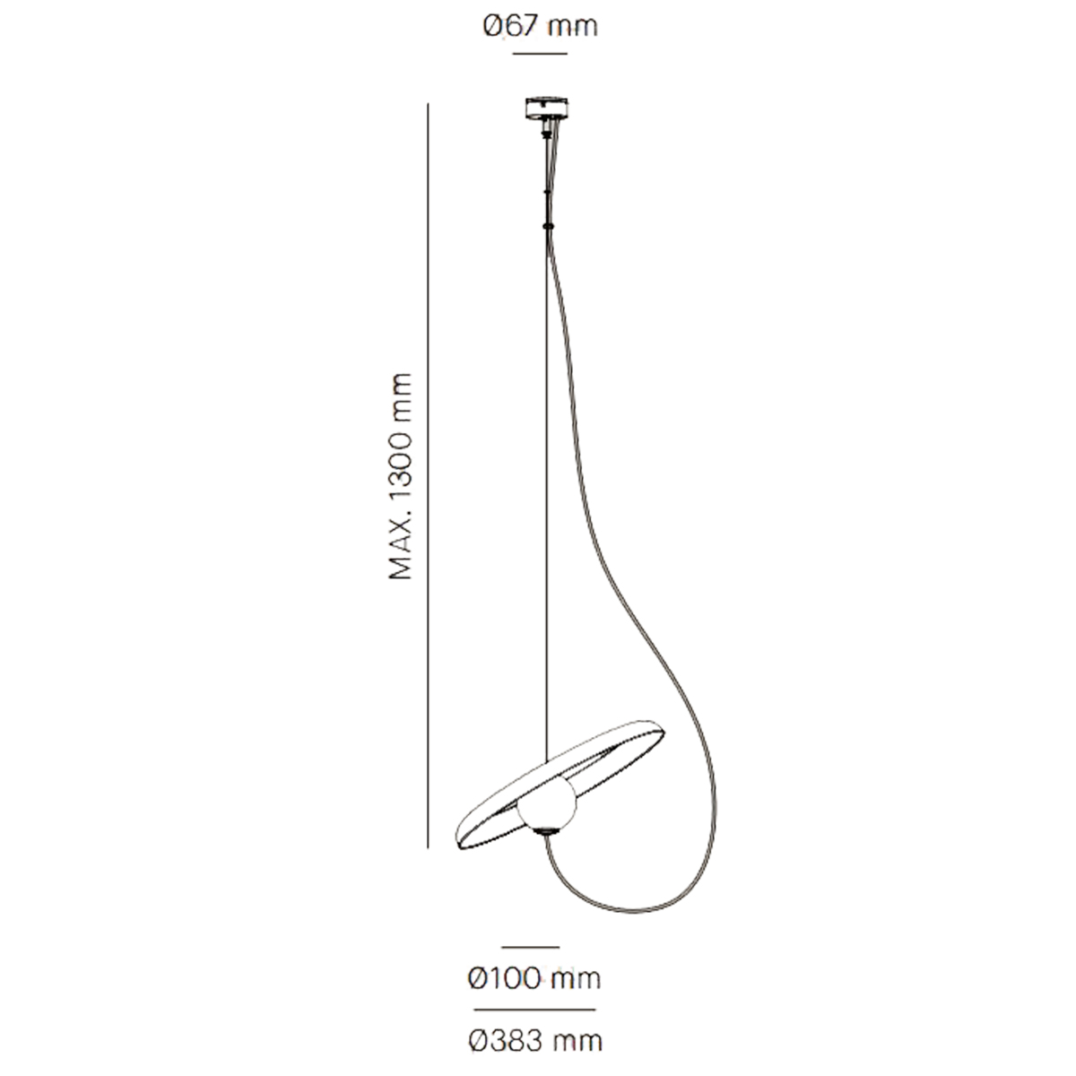 Milan Wire Pendelleuchte, Ø: 38,3 cm, Maßzeichnung