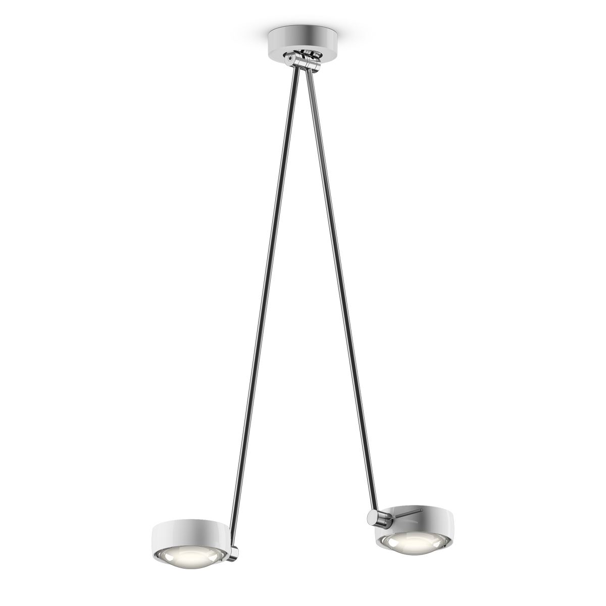Occhio Sento E soffitto due up LED Deckenleuchte, 80 cm, 2700 K, Chrom / weiß glänzend
