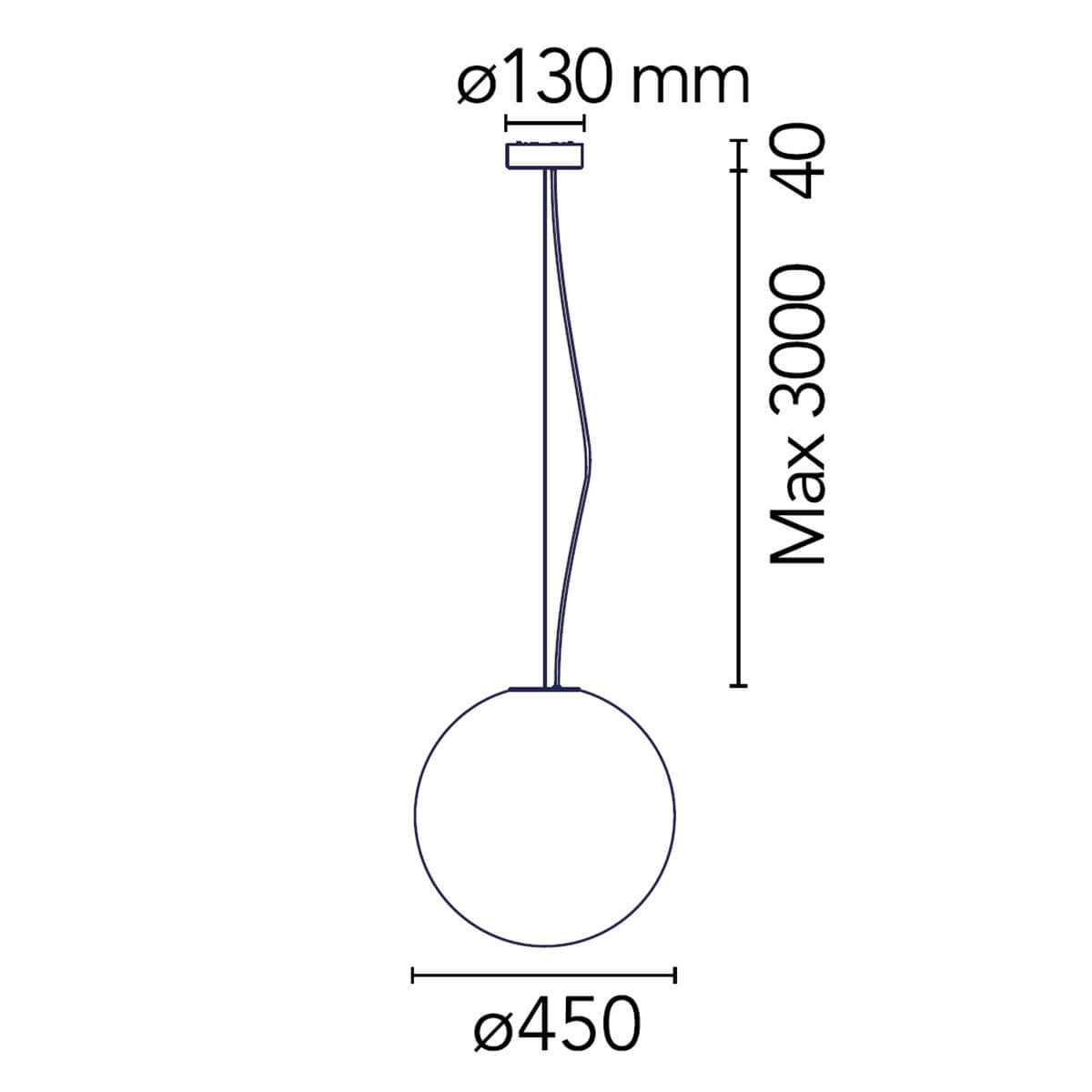 Flos My Sphere Pendelleuchte, Maßzeichnung