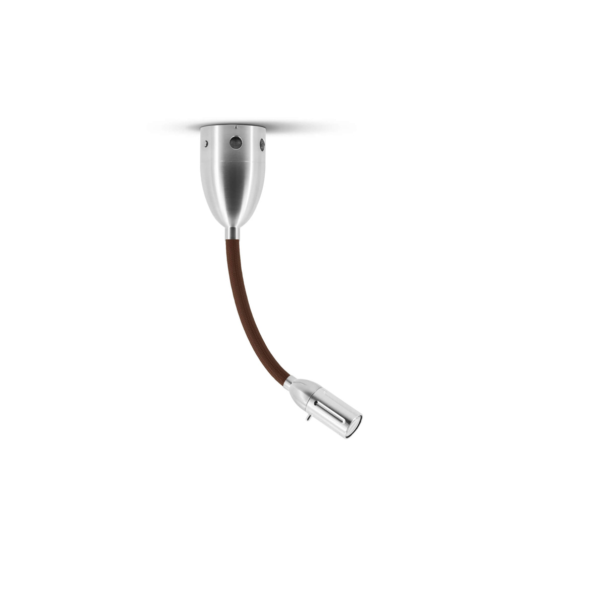Less'n'more Zeus LED Wand- / Deckenleuchte, Flexwelle: kurz, Textil: braun