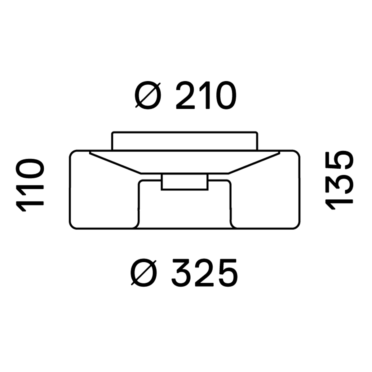 Serien.lighting Curling Ceiling L LED Deckenleuchte, Maßzeichnung