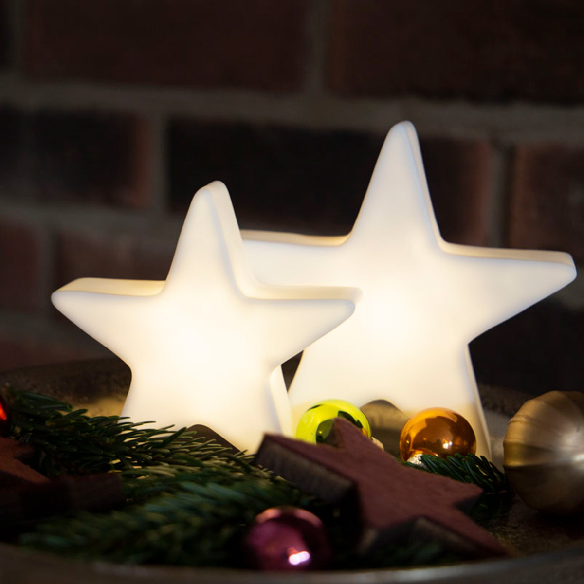 8 seasons design Shining Star Micro LED Akkuleuchte, Höhe: 9 und 12 cm, weiß