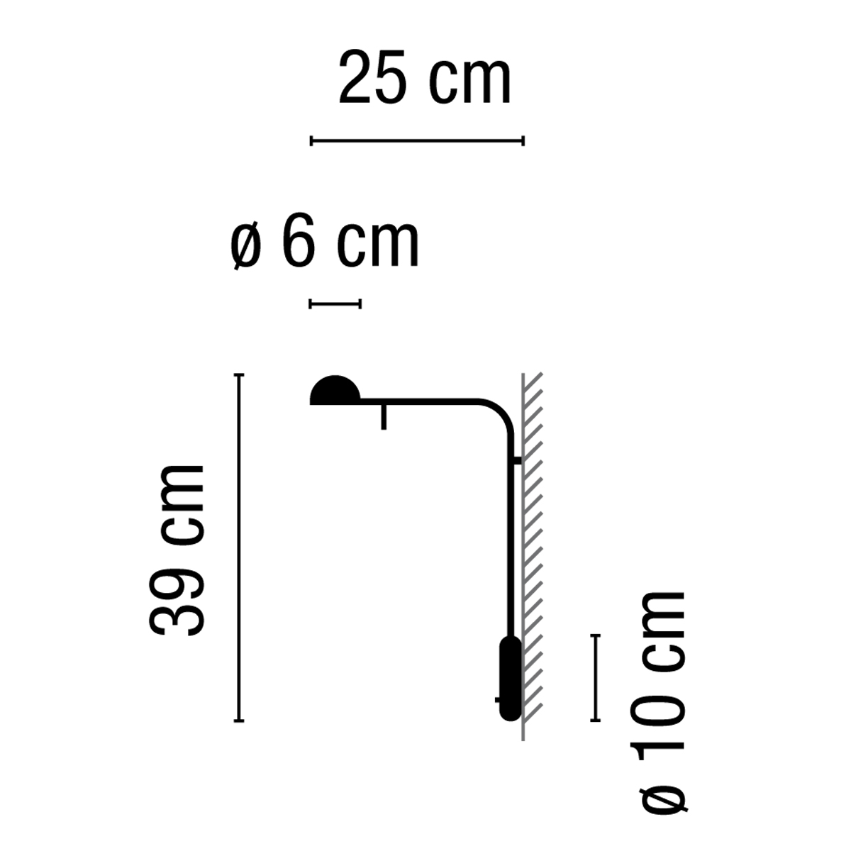 Vibia Pin 1680 LED Wandleuchte, Maßzeichnung