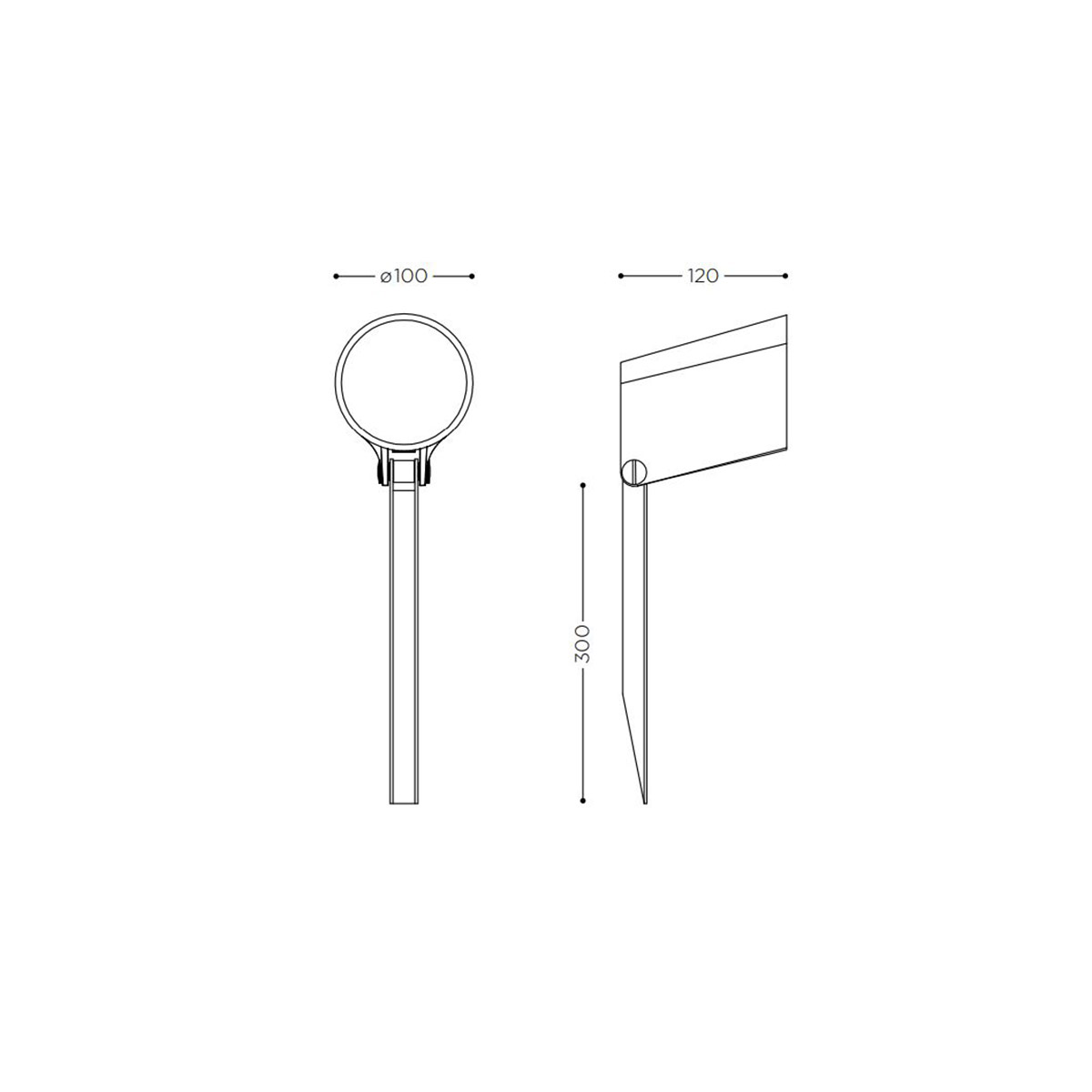 IP44.DE Stic Spike LED Bodenleuchte / Spießstrahler, Höhe: 30 cm, Maßzeichnung