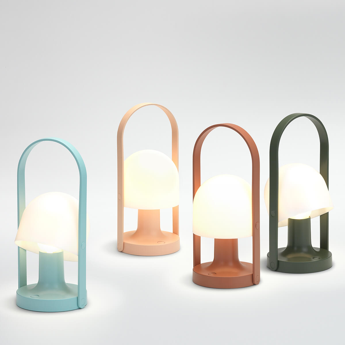 Marset FollowMe LED Akkuleuchte, blau, rosa, terrakotta und grün