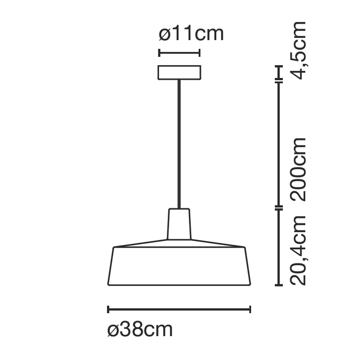 Marset Soho 38 IP44 LED Pendelleuchte Outdoor, Maßzeichnung