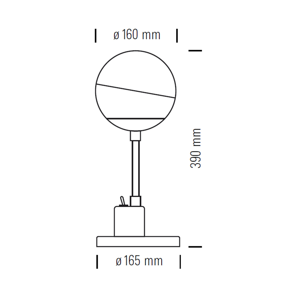 Tecnolumen SF 28 Tischleuchte, Maßzeichnung