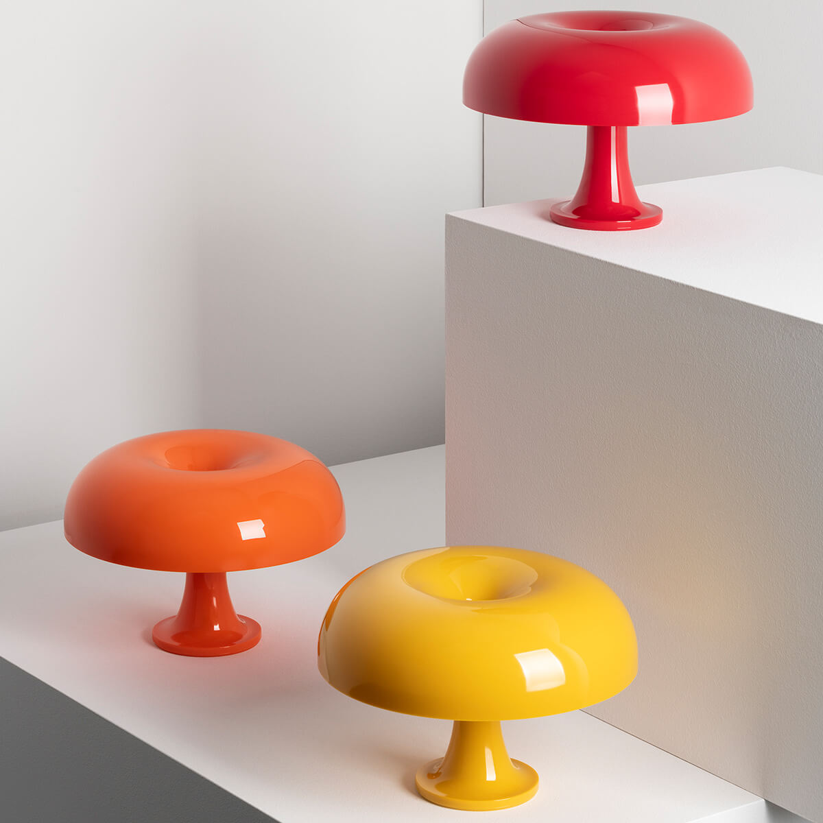 Artemide Nessino Tavolo, rot, orange und gelb