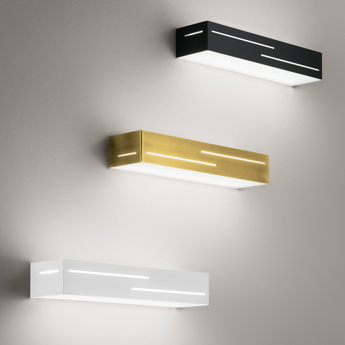 Fabas Luce Banny LED Wandleuchte Up & Down, Länge: 31 cm, weiß, anthrazit und Messing satiniert