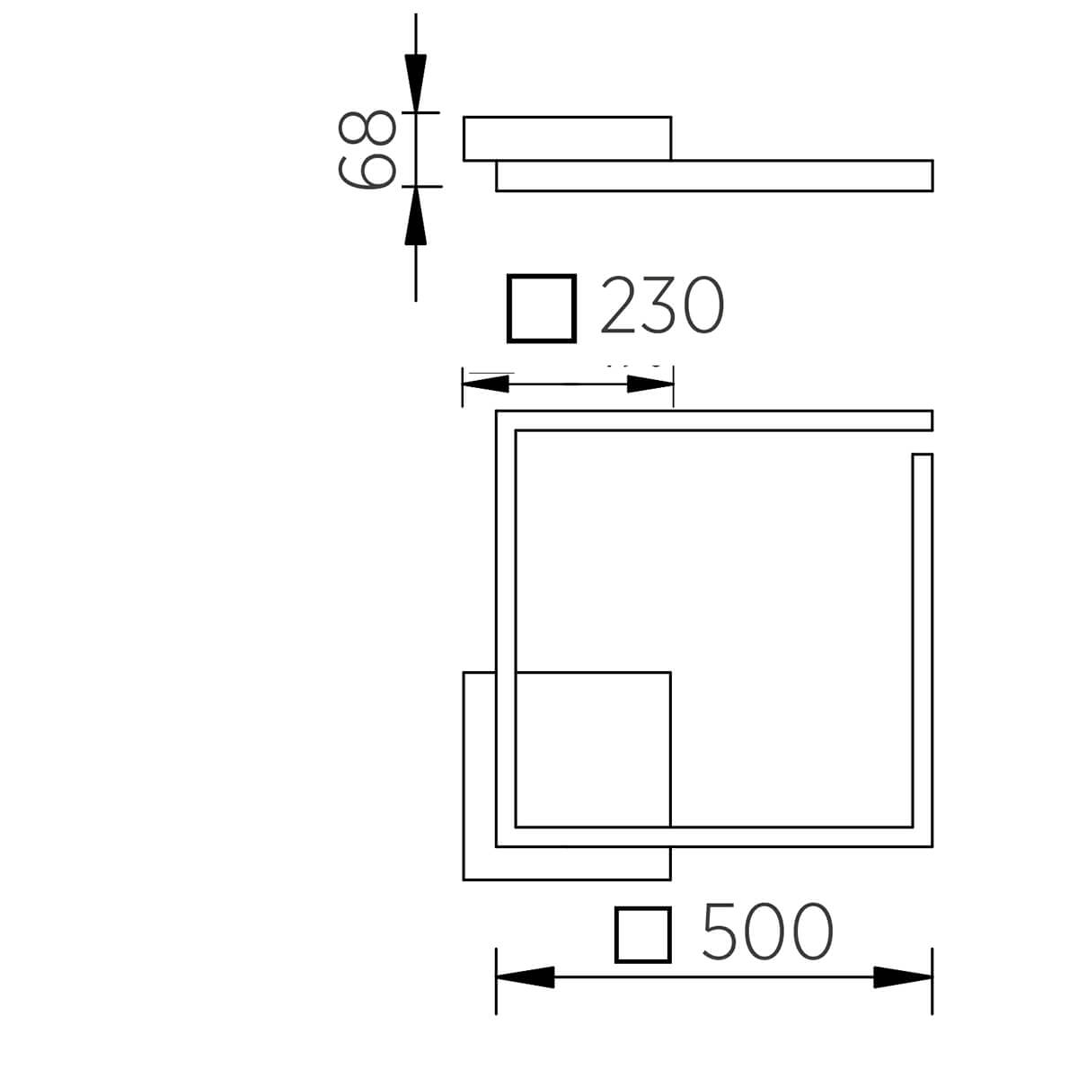 Knapstein Yoko-Q500 LED Deckenleuchte, Maßzeichnung