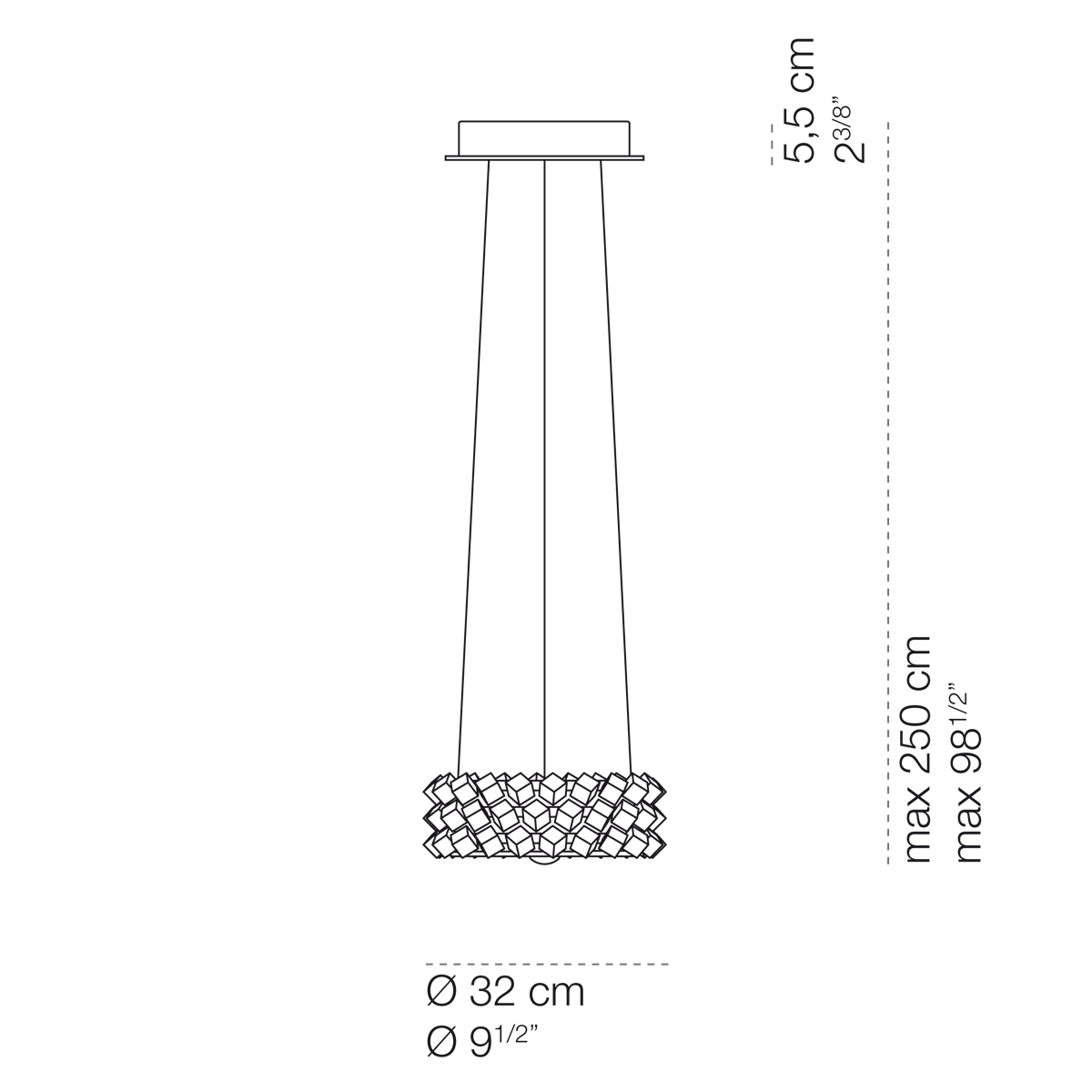 Cini & Nils Collier tre Sospensione, Maßzeichnung