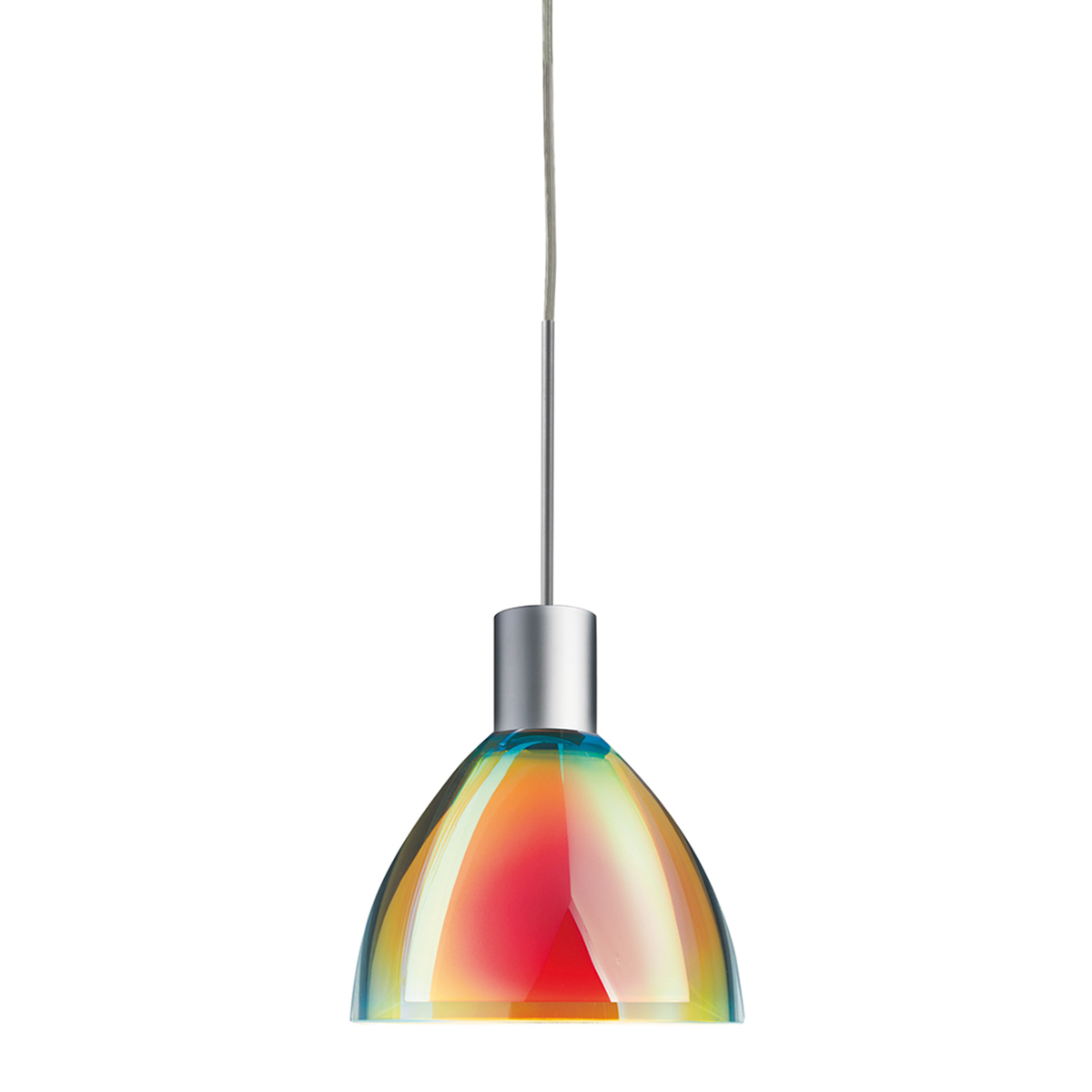 Bruck Silva Neo Down Pendelleuchte 110, Chrom matt, Schirm: Schirm: dichroitisch orange - gelb