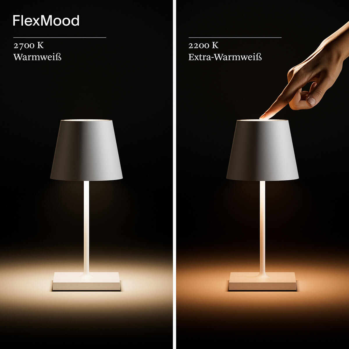 Sigor Nuindie mini LED Akkuleuchte, Flex-Mood, schneeweiß, Wechsel der Lichtfarbe