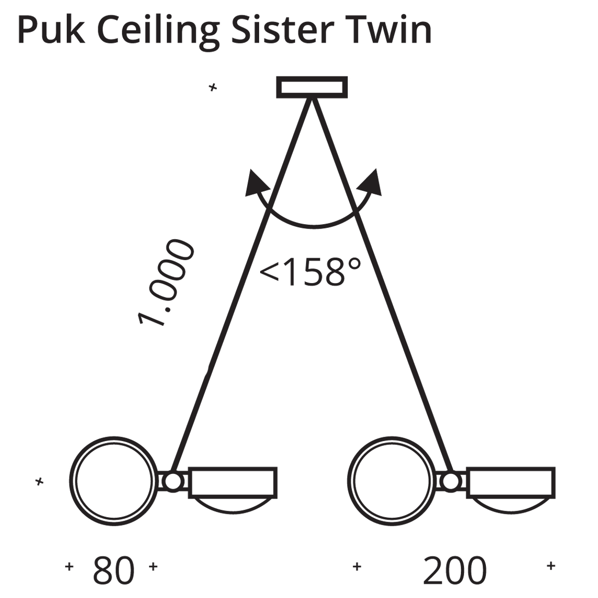 Top Light Puk Ceiling Sister Twin, 100 cm