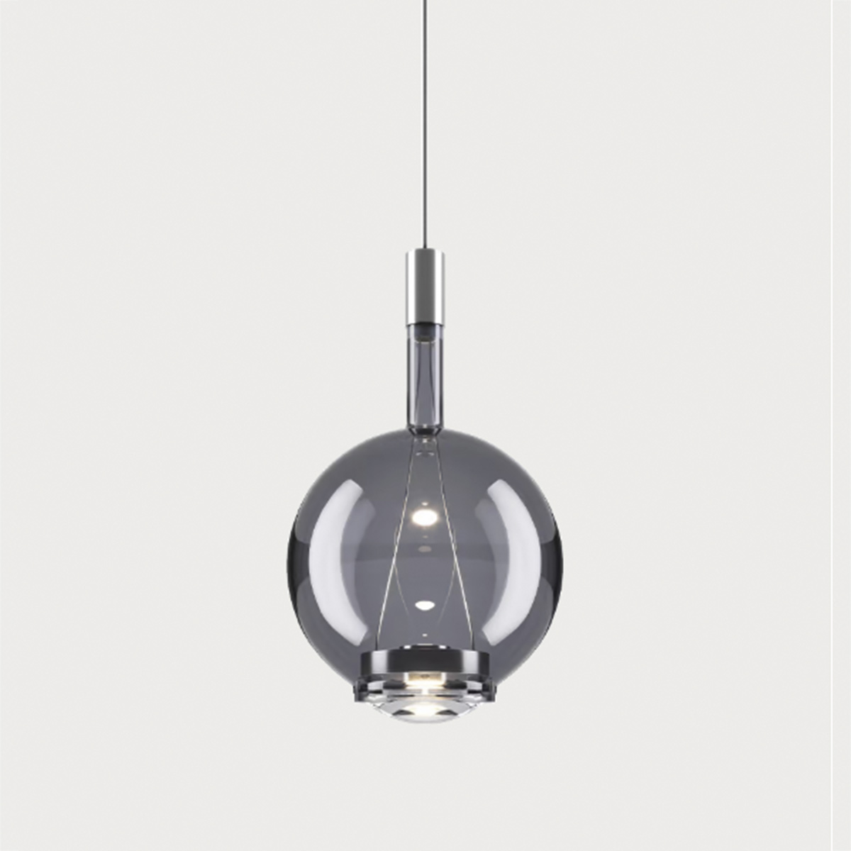 Lodes Sky-Fall Round Medium LED Pendelleuchte, Chrom / Rauchglas
