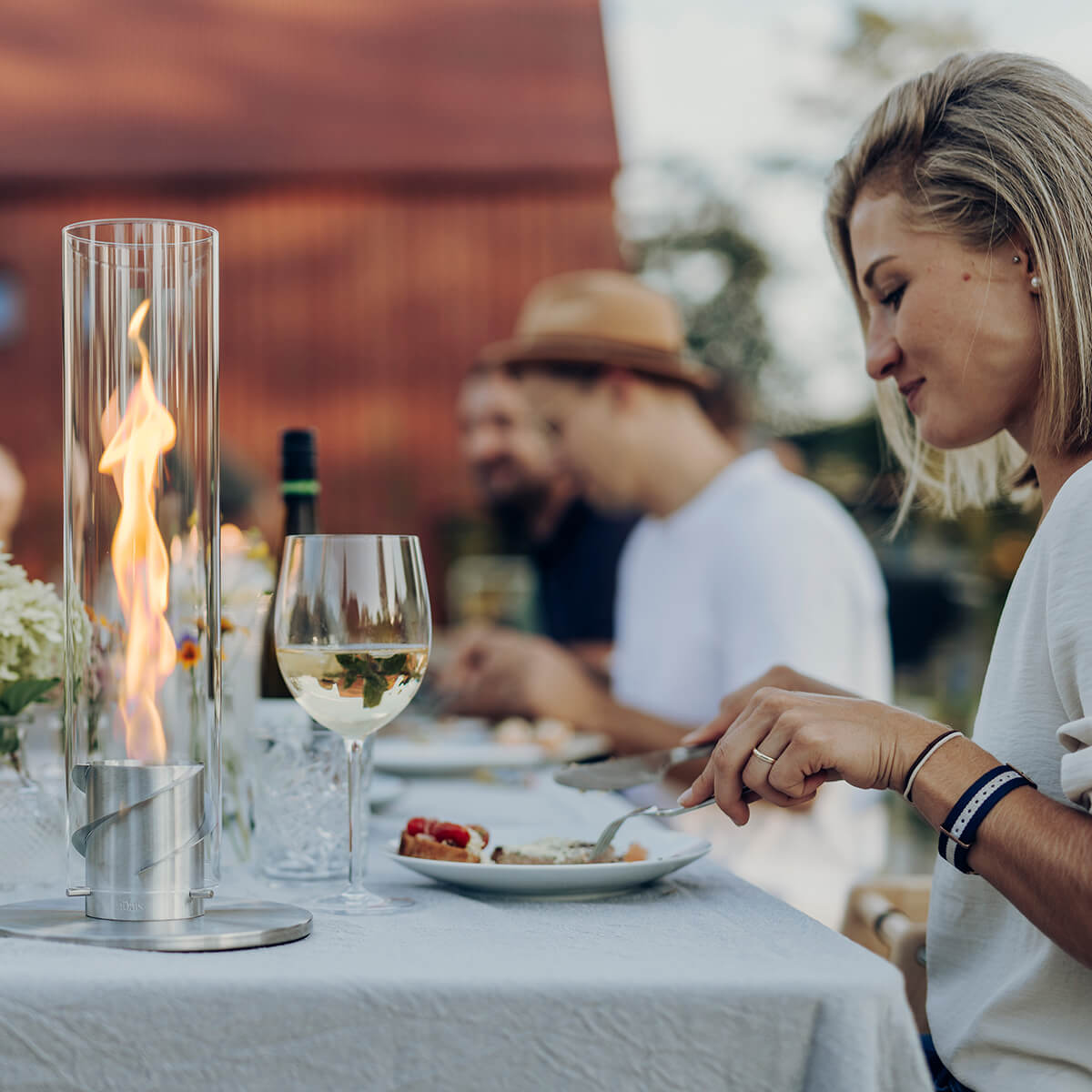 Höfats Spin 900 Tischfeuer & Windlicht, Silber