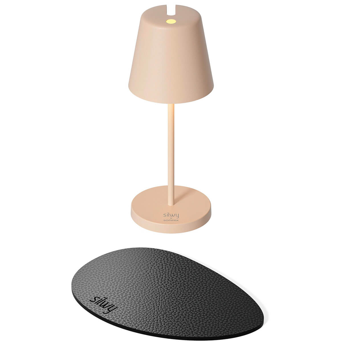 Silwy x Sompex Portofino LED Akkuleuchte, Sand, inkl. Metall-Nano-Gel-Tischset von Silwy (zur Magnetbefestigung)