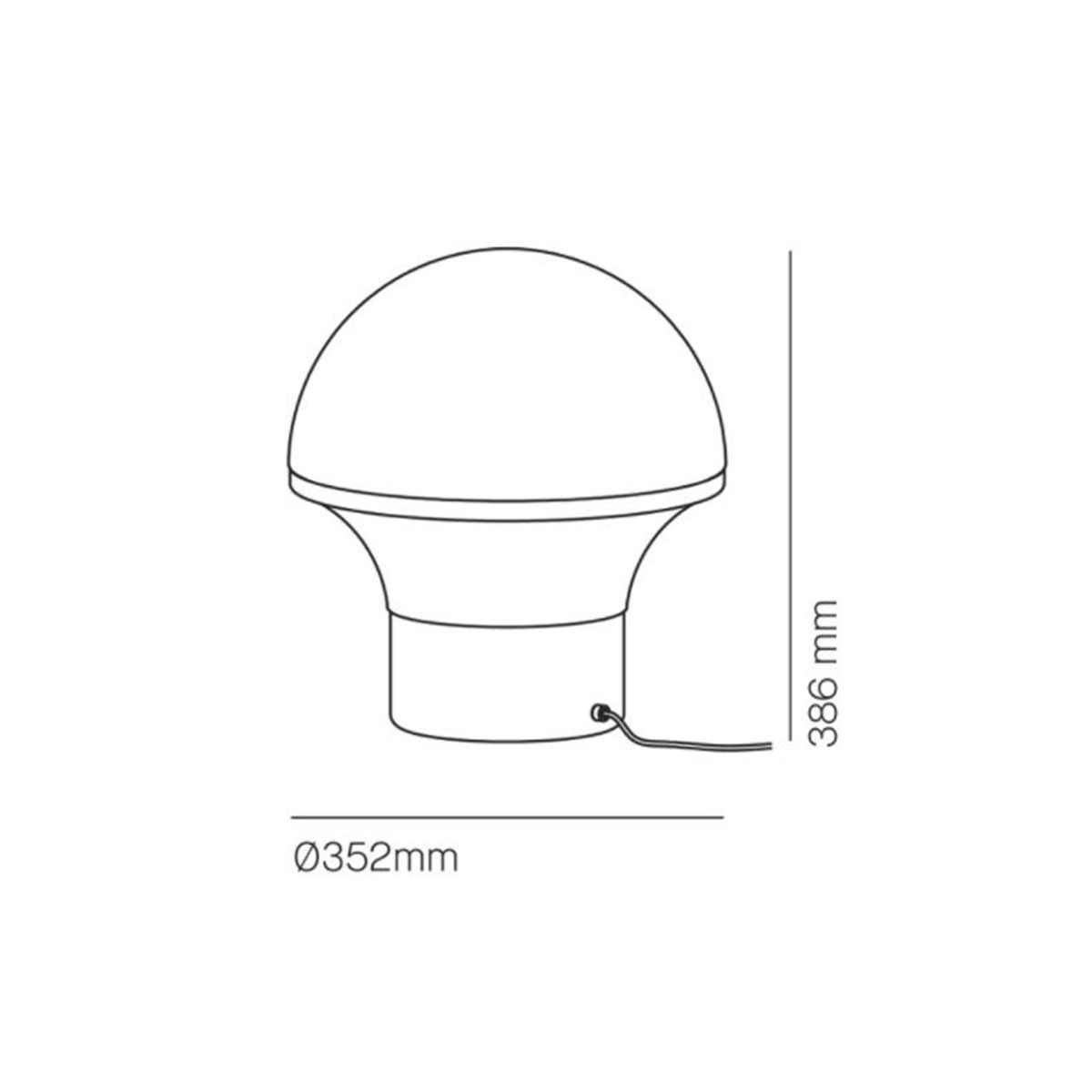 Milan Geyser Tischleuchte, Ø: 35,2 cm, Maßzeichnung