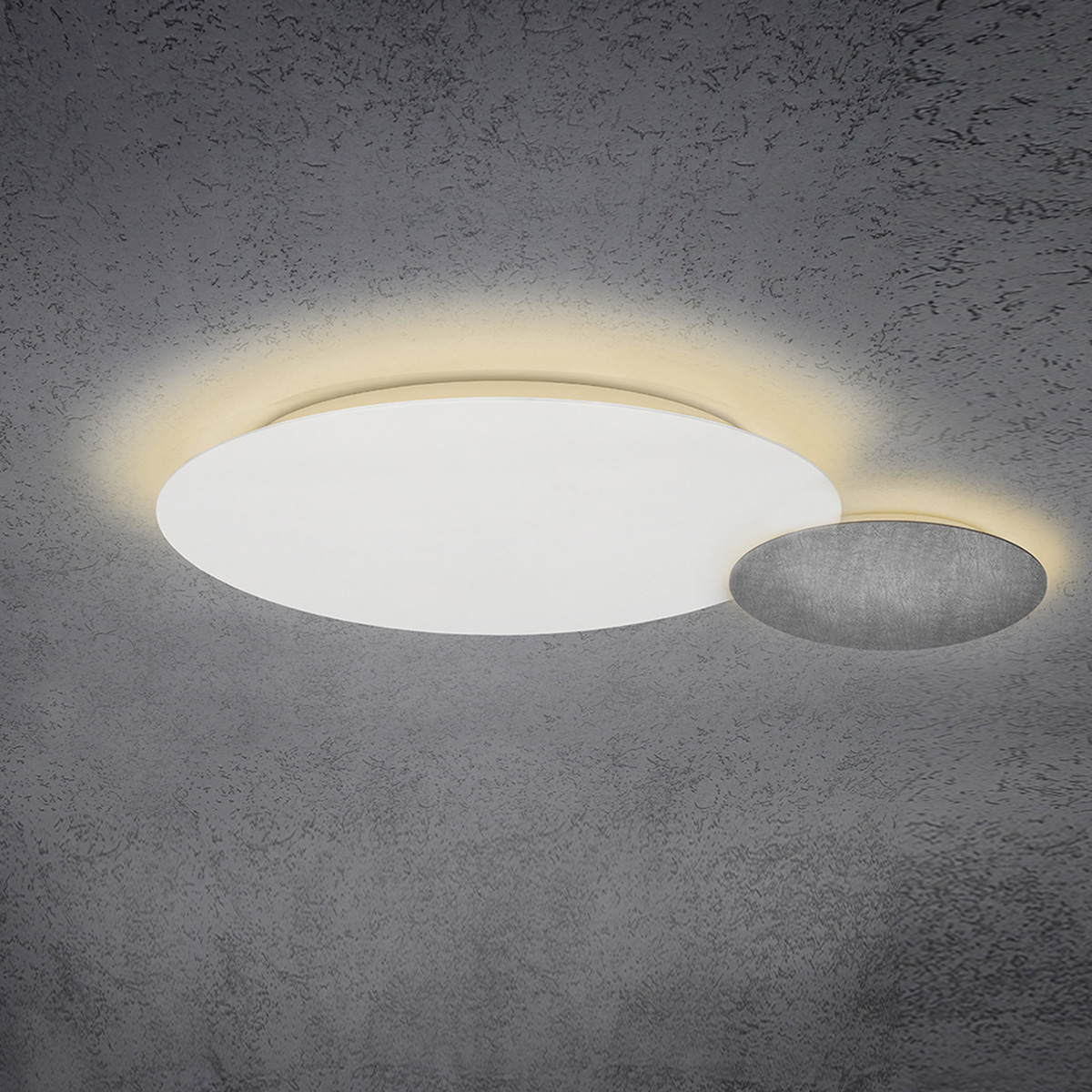 Escale Blade LED Wand- / Deckenleuchte, 2-flg., Ø: 44 cm und 24 cm, weiß matt / Betonoptik