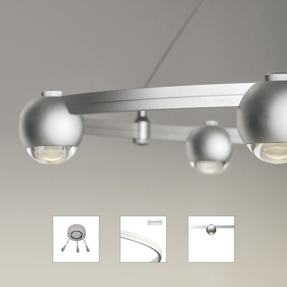 Oligo CHECK-IN Set BEAUTY FREE, 3-flg., Ø: 1100mm, Chrom matt, Sphere